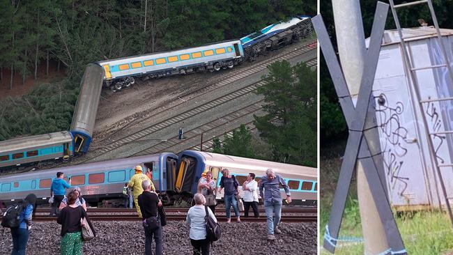 A makeshift wooden cross was the last warning sign given to the driver of the derailed Sydney-to-Melbourne train.