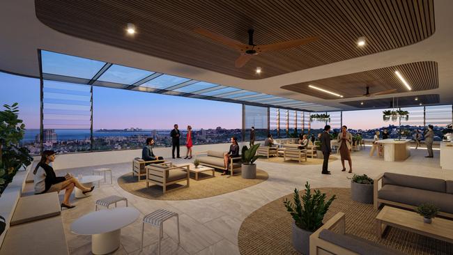 A 3D render of the rooftop space for 50 First Ave. Picture: Walker Corporation.