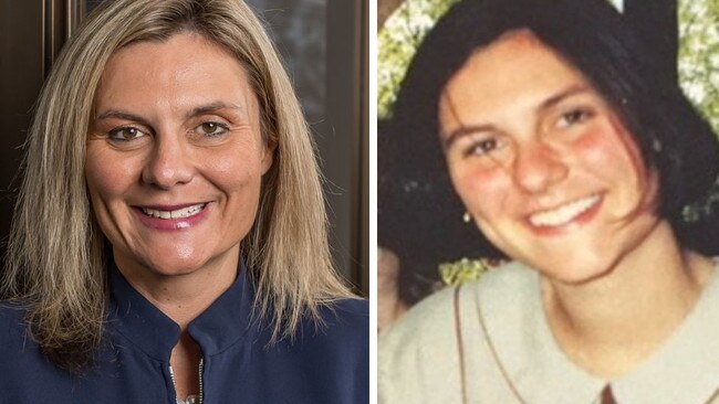 Noosa Mayor Clare Stewart in 2022 (left) and at All Hallows School in 1994 (right).