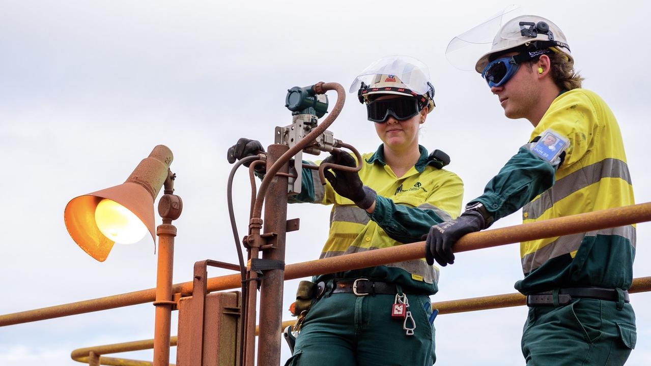 Queensland Training Awards: Central Queensland Large Employer of the Year went to Queensland Alumina Limited. Pictured are Kaitlin Heaney and Mitchell Hannan. Picture: Contributed