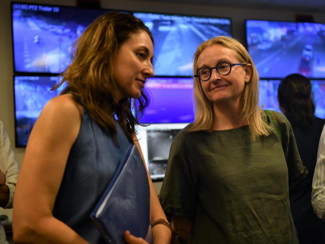 NT Coroner Elisabeth Armitage and counsel assisting Peggy Dwyer tour the Joint Emergency Services Communication Centre in Darwin this week.