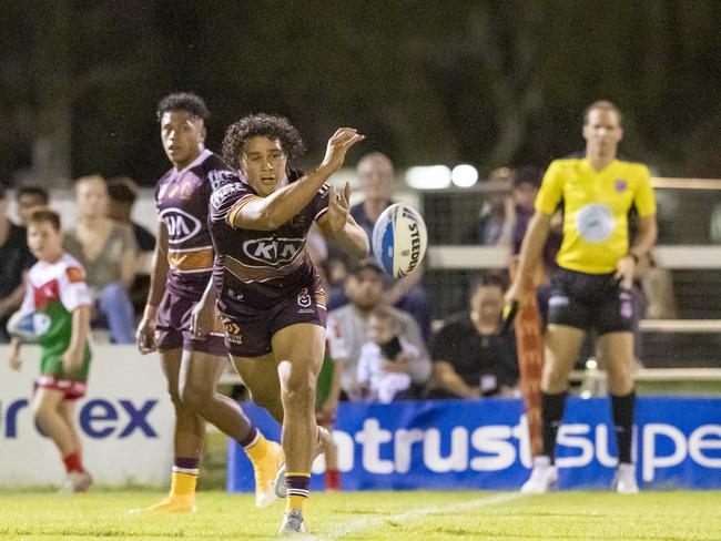 Action from the Broncos V Seagulls Trial. Picture: Jim O'Reilly