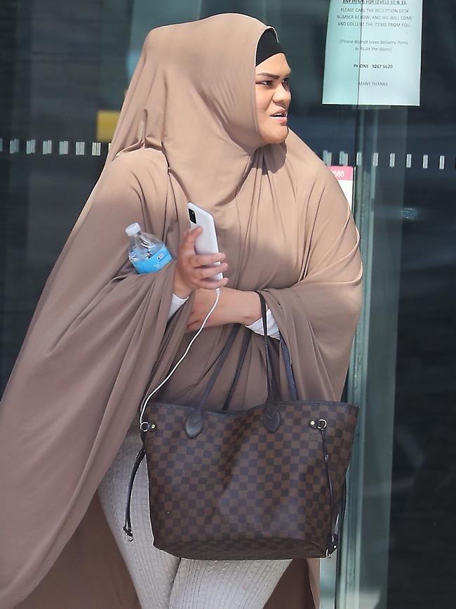 Alo-Bridget Namoa leaves her solicitor’s office in the Sydney CBD on Thursday. Picture: John Grainger