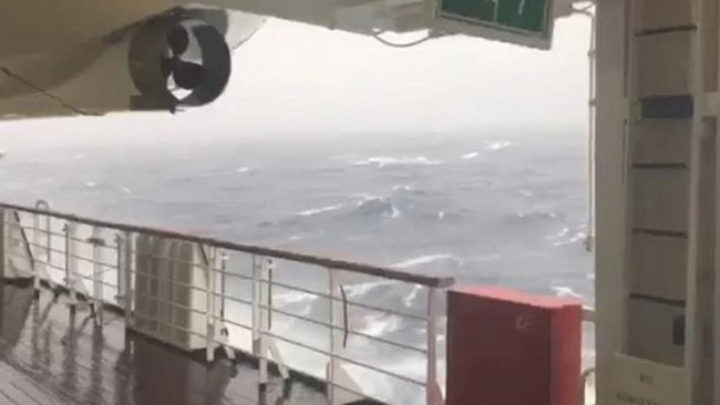 Sea conditions off the side of the P&amp;O Pacific Aria during the voyage, a far cry from what the passengers were expecting.