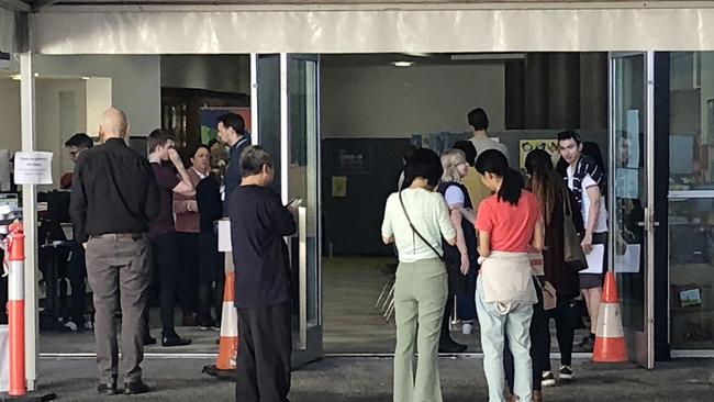 Princess Alexandra Hospital Covid-19 Vaccine line reduced in length after first dose walk-ins refused access. Photographer: Liam Kidston