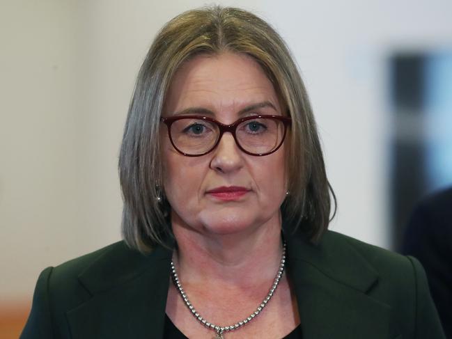 Victorian Premier Jacinta Allan holds a door stop press conference outside a Housing conference in Melbourne. Monday, August 5. 2024. Picture: David Crosling