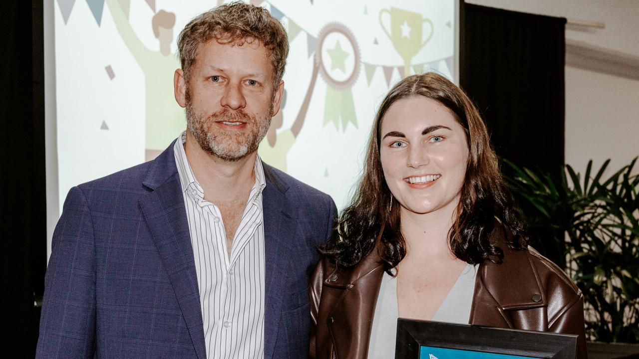 Byron Shire Mayor Michael Lyon and Young Community Member of Byron Shire winner Zali Spinner (Main Arm flood response). Picture: Possum Creek Studios