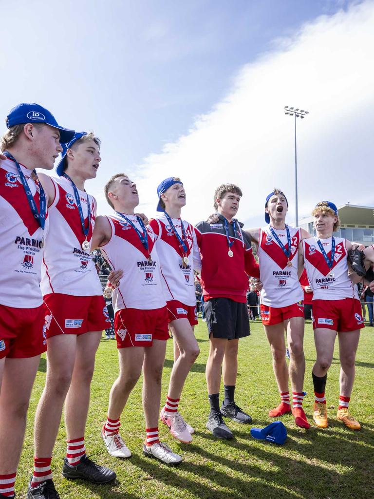 STJFL Grand finals U16 Boys Clarence v Glenorchy at North Hobart Oval - Winner Clarence. Picture: Caroline Tan