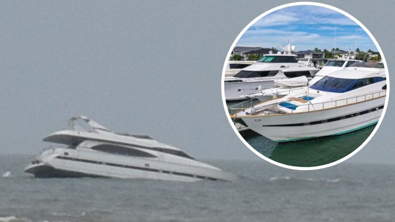 A yacht is sinking off the Capricorn Coast. INSET: The yacht in happier times.