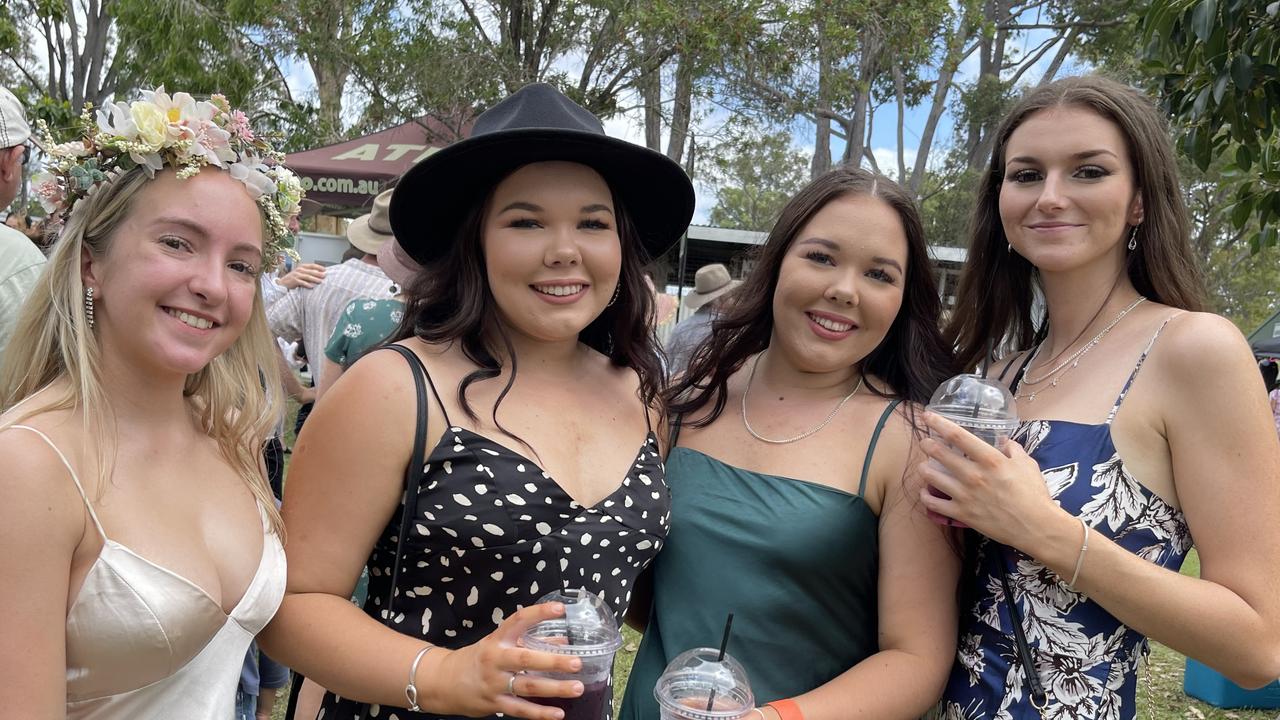 Ellie Wilson, Maddelyn Green, Giorgia Green and Eve Gibbons at the Torbanlea Picnic Races.