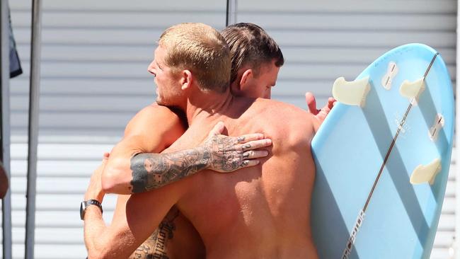 Fanning has shared a heartfelt farewell for his older brother on social media, reflecting on an emotional memorial service held, which saw mourners on surfboards paddled into the waves of Snapper Rocks – a famous surf break in Coolangatta Queensland. Picture: NCA NewsWire/Tertius Pickard