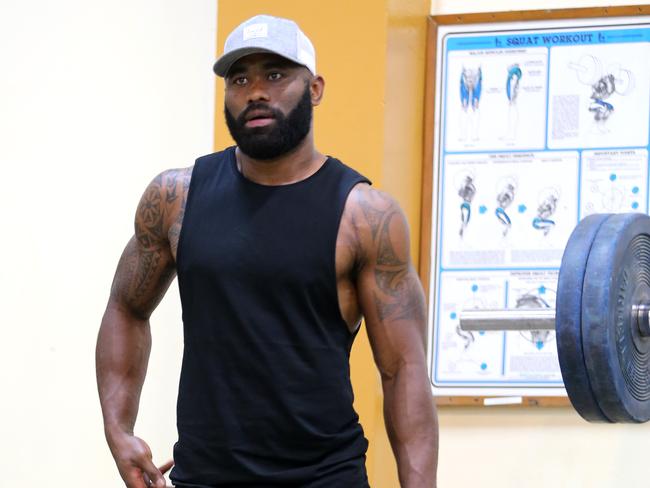 Radradra working out in his native Fiji last week. Picture: Nathan Edwards