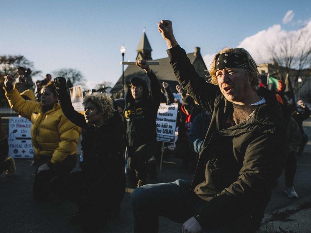 Activists protest the verdict in the Kyle Rittenhouse trial on November 21, 2021 in Kenosha, Wisconsin. Picture: Jim Vondruska/Getty Images/AFP