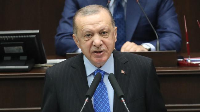 President Recep Tayyip Erdogan at the Grand National Assembly of Turkey in Ankara. Picture: AFP.