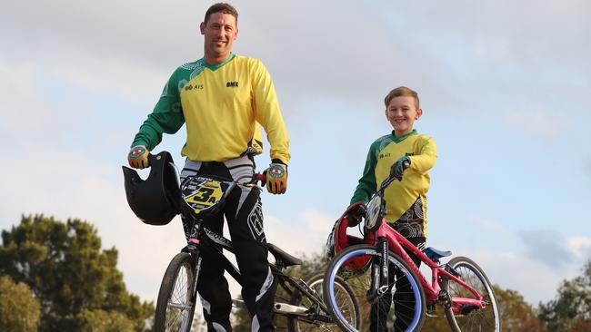 Jye Galloway and his dad Eddy have both qualified for the world BMX Championships held in Azerbaijan next week. Pictures: David Swift