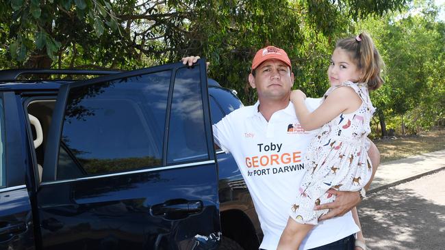 Toby George was driving down Tiger Brennan Drive when people threw a rock at his car, narrowly avoiding his daughter Milly. Picture Katrina Bridgeford.