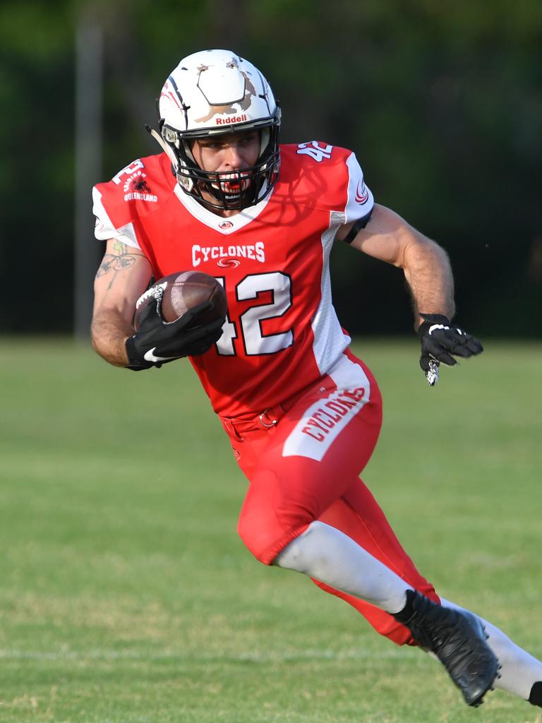 Gridiron match between Townsville Cyclones and Cairns Falcons at James Cook University. Cyclones Kyle Reynolds. Picture: Evan Morgan