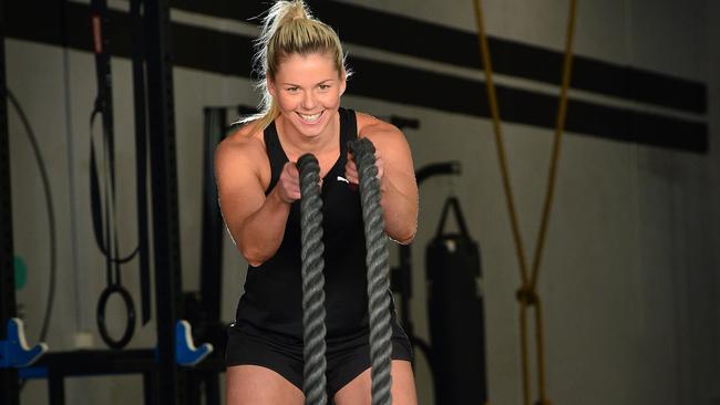 Brennan works out in her female-focused gym. Picture: Nicki Connolly