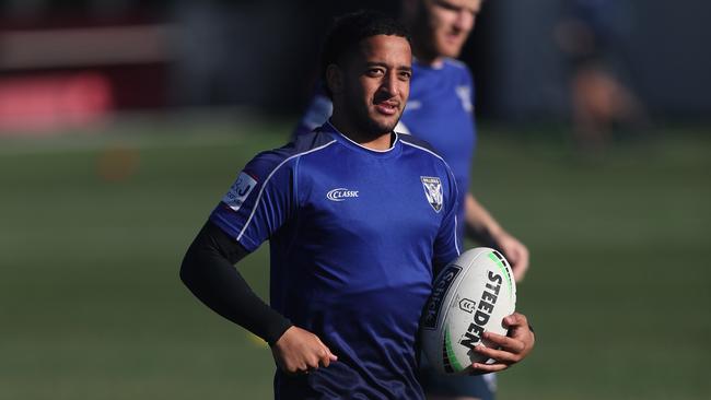 Brandon Wakeham during Bulldogs NRL training at Belmore Sportsground, Sydney. Picture: Brett Costello