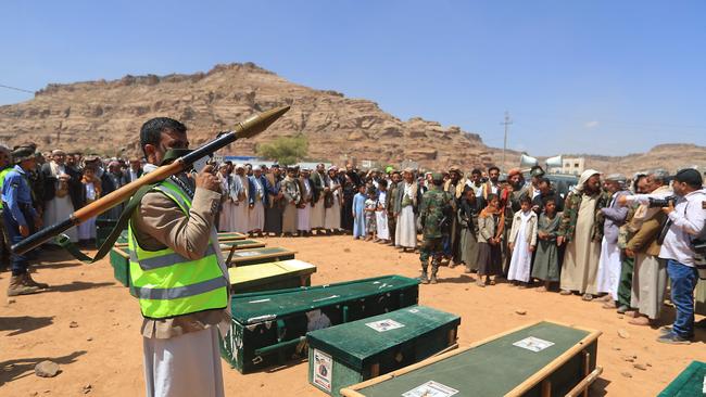 A man holds a rocket propelled grenade launcher as Yemenis attend the funeral of people killed in reported US strikes the previous week. Picture: AFP