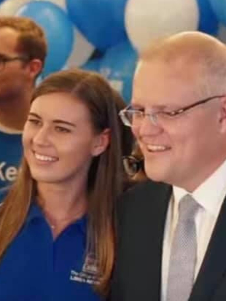 Brittany Higgins picture with Scott Morrison at a Liberal Party event.