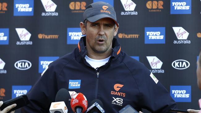 GWS coach Leon Cameron addresses media. Picture: Getty Images