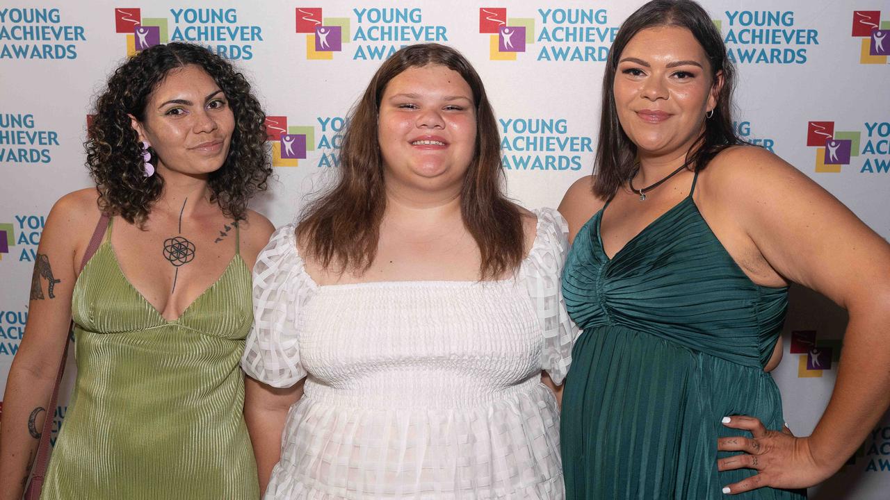 Kirra Voller, Tasharnii Voller &amp; Philomenah Mckenzie Teo at the NT Young Achiever Awards. Picture: Pema Tamang Pakhrin