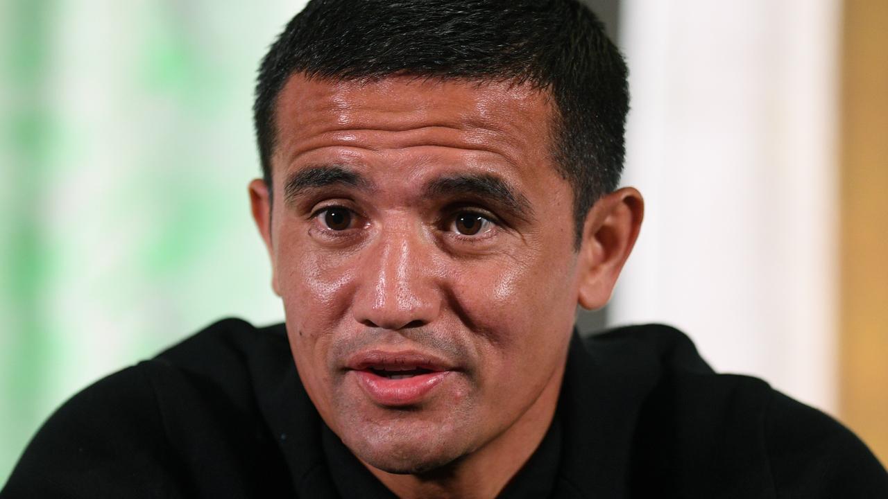 Socceroos player Tim Cahill speaks to the media after announcing his retirement from international football.