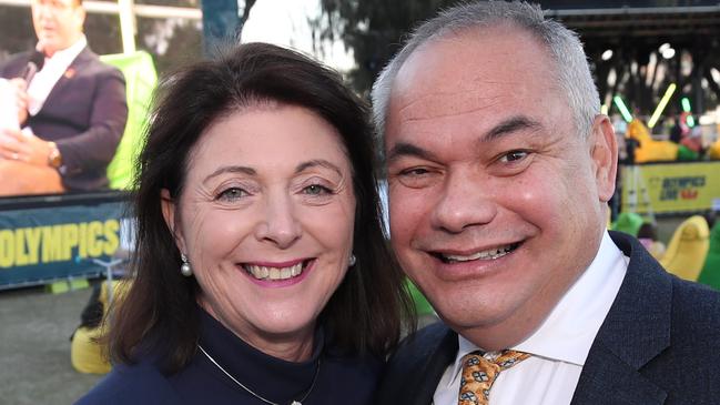 2032 Olympic Games announcement celebration at Kurrawa-Pratten Parklands. Mayor Tom Tate and wife Ruth. Picture Glenn Hampson