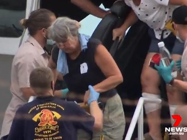 Medical staff helped the injured as they arrive in Broome. Picture: 7 News