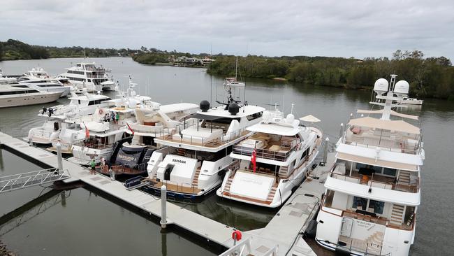 Superyachts at the Gold Coast Marina. Photo by Richard Gosling