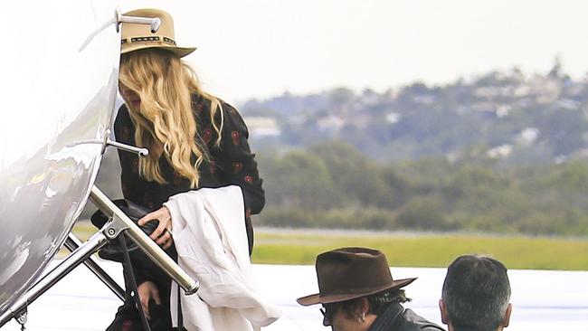 Amber Heard boards a private charter flight at Gold Coast Airport to make her way home to the US. Photo: ©MEDIA-MODE.COM