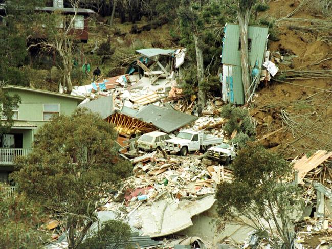 The devastation left behind after the lodges collapsed.