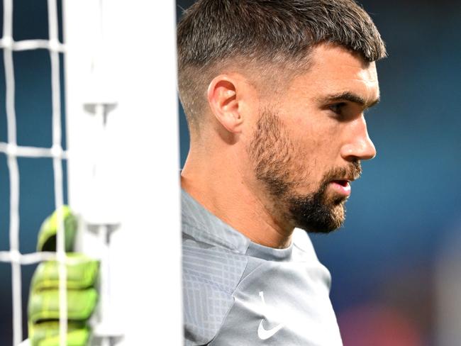 GOLD COAST, AUSTRALIA - SEPTEMBER 05: Mathew Ryan of Australia warms up before the round three 2026 FIFA World Cup AFC Asian Qualifier match between Australia Socceroos and Bahrain at Robina Stadium on September 05, 2024 in Gold Coast, Australia. (Photo by Matt Roberts/Getty Images)