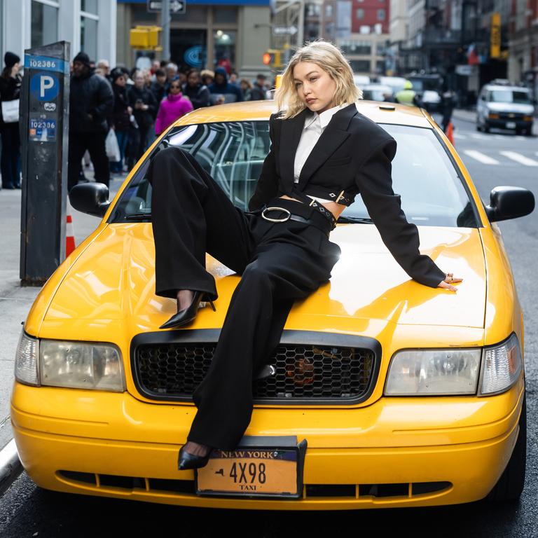 Gigi Hadid is seen during a photo shoot for Maybelline in New York City. Picture: Gotham/GC Images