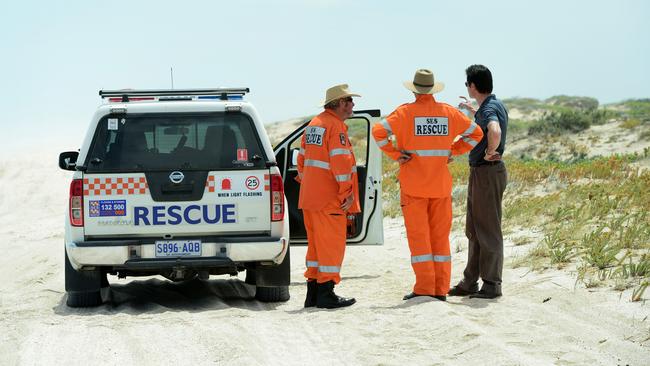 Police and SES search the Salt Creek area for evidence. Picture: Mark Brake