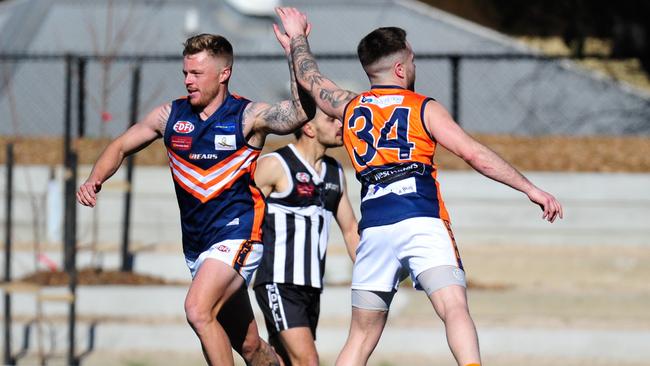 Burnside Heights celebrate a goal in the EDFL last season. Picture: Jamie Morey