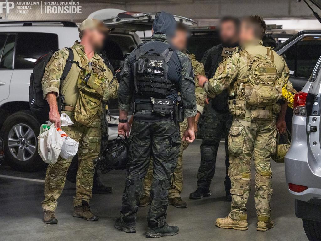 Police conducting raids as part of Ironside. Picture: AFP