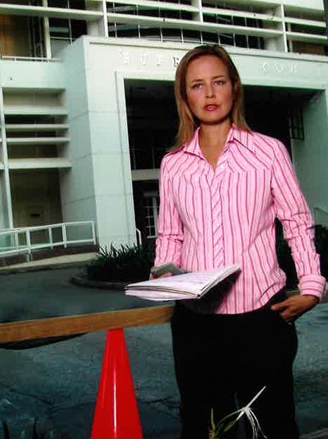 Jess Adamson reporting at the Bradley Murdoch trial in Darwin in 2005. Picture: Supplied