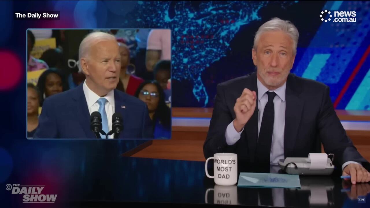 Jon Stewart cuts hand on mug in angry monologue