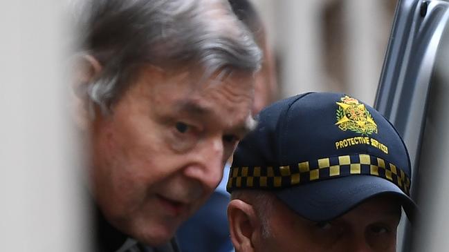 George Pell departs the Supreme Court of Victoria in August. Picture: AAP