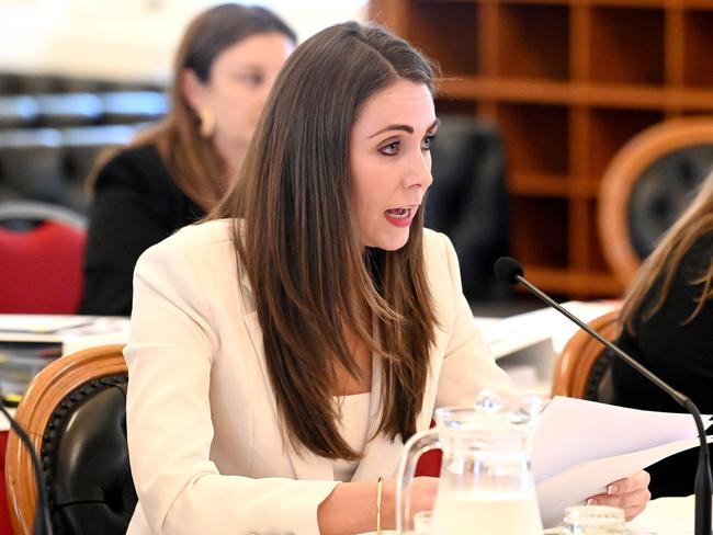 Minister for Housing Meaghan Scanlon appearing at Estimates hearing. Thursday August 10, 2023. Picture, John Gass