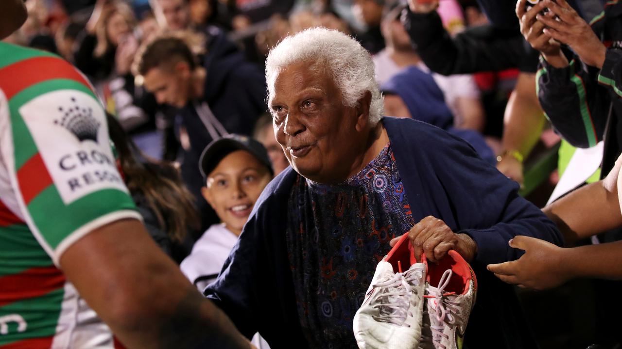 Mitchell also handed his boots to the fan. Picture: Getty