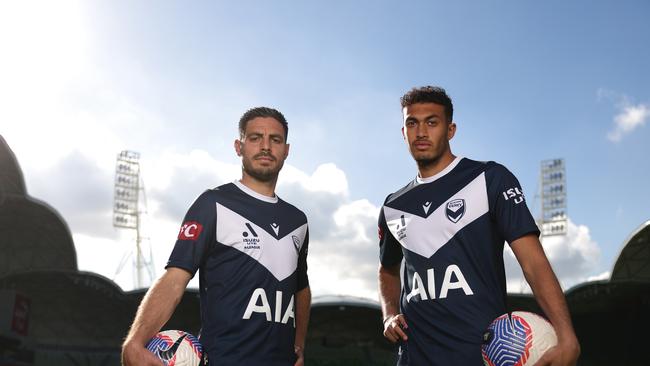 Melbourne Victory duo Bruno Fornaroli (left) and Nishan Velupillay are eyeing A-League grand final success. Picture: Robert Cianflone/Getty Images