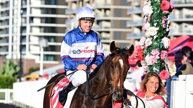 Maison Louie and Ryan Maloney return to scale after winning the Queensland Derby on Saturday. Photo: Grant Peters/Trackside Photography.