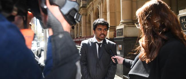 Mr Naik speaks to the media outside the Supreme Court last month. Picture: AAP/James Ross