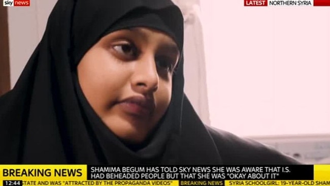 Shamima Begum speaks to Sky News overnight, making her case for a return to the UK. Picture: Sky News