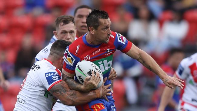 Newcastle's Mitchell Pearce during the Newcastle Knights v St George Dragons NRL match Picture: Brett Costello