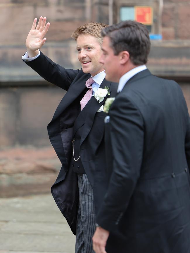 Hugh Grosvenor, Duke of Westminster (L) waved to wellwishers. Picture: Chris Jackson/Getty Images