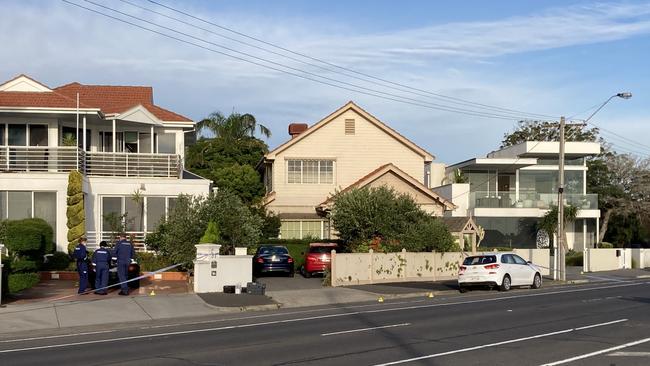 Police investigating an aggravated burglary in Williamstown where businessman Peter Gantidis was stabbed in his home. Picture: Mark Buttler